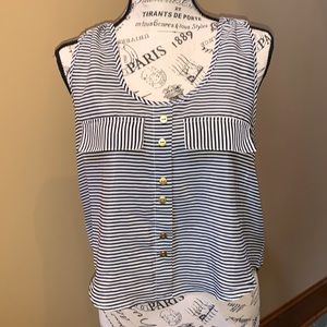 Poetry sleeveless black striped top size small